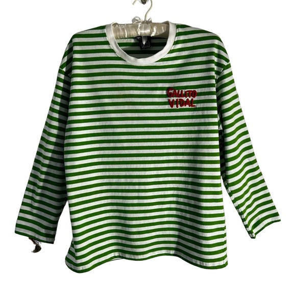 Zara Other - ZARA Men’s Gallito Luis Vidal Rooster Green White Striped LS T-Shirt Size S
